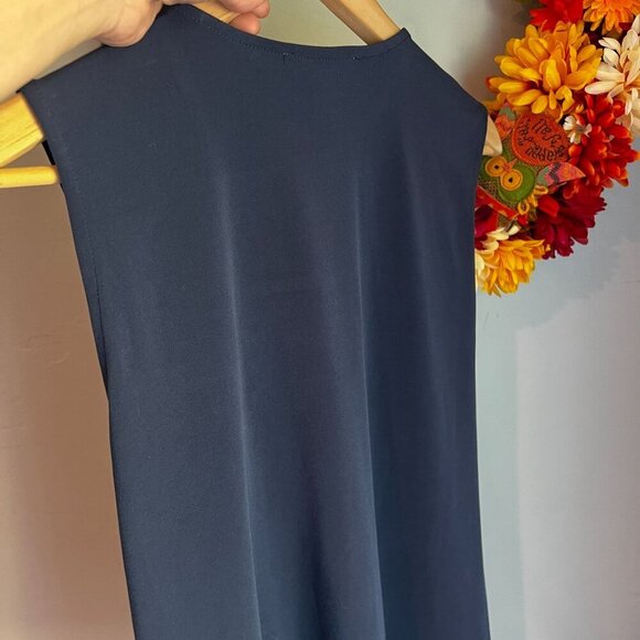 Michael Michael Kors Women Sleeveless Drape V-Neck Top Plus 1X in Midnight Blue - Picture 8 of 12